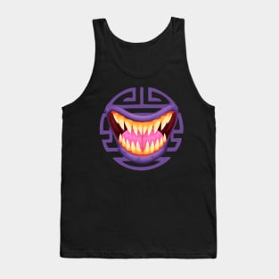 halloween scary beast mouth tongue and teeth icon Tank Top